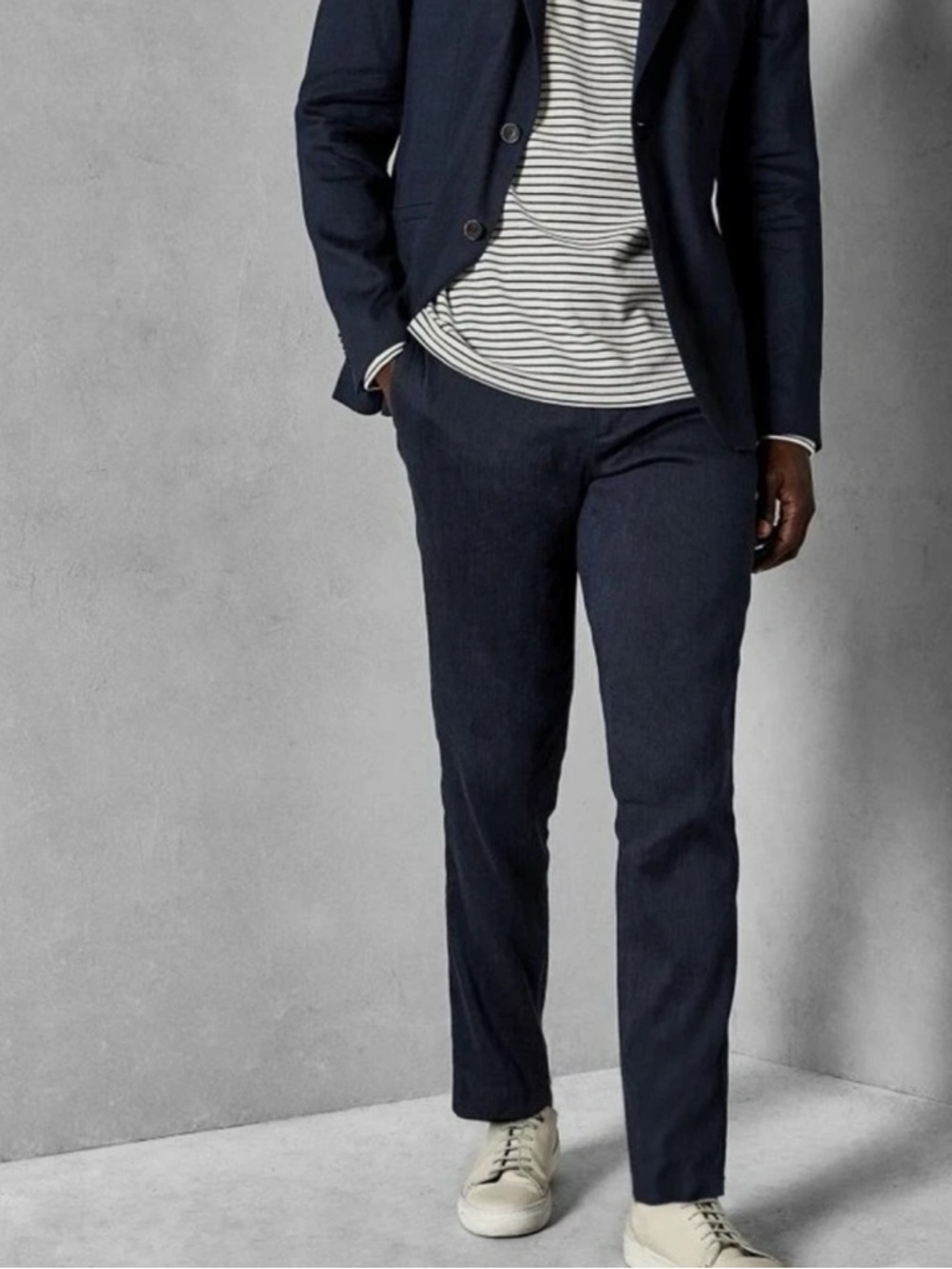 Ted Baker Men's Bluetro Navy Linen Blend Suit Pants Size 34R
